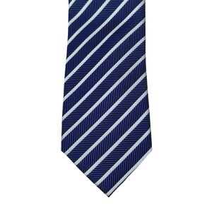 HAINES & BONNER Of London Striped Necktie Blue/ White